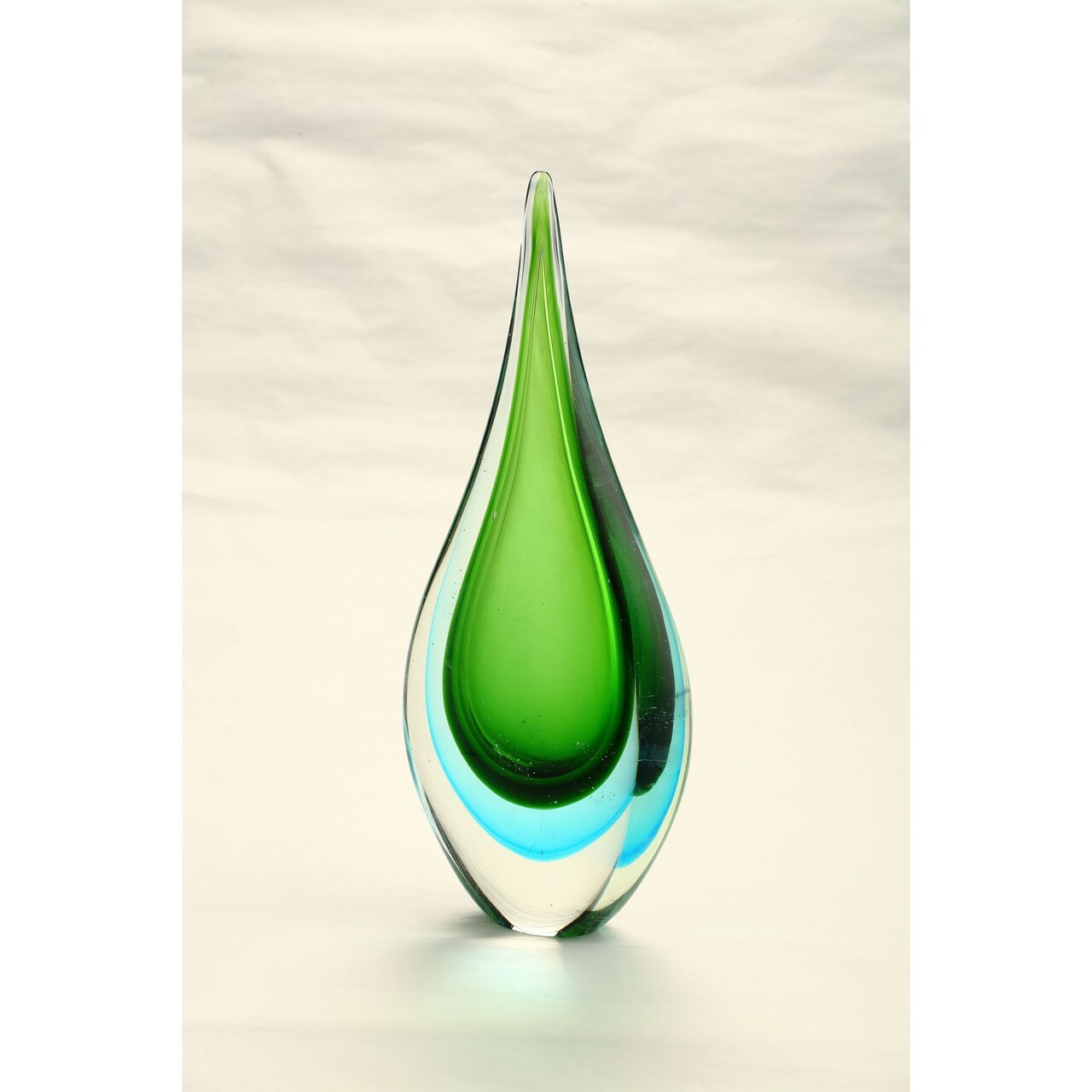 CC Home Furnishings 13" Green and Blue Hand Blown Glass Drop Tabletop Decor